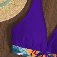 Bikini abierto con estampado de hojas retro en talla grande, conjunto de traje de baño de dos piezas con correas estables para mujer - details 68