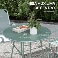 Conjunto de Jardín Exterior Muebles de Terraza de Acero Mesa Redonda y Sillas Ajustables para el Descanso - details 2