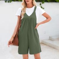 Explosión De Verano Modelos En Europa Y Estados Unidos Ropa De Mujer, Tirantes De Color Sólido V-cuello Mono Pantalones Cortos Mujer - details 18