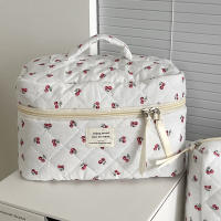 Bolsa De Maquillaje Para Mujer Estilo Quiltado De Algodón Con Cierre De Cremallera Bolso Portátil De Mano Bolso De Cosméticos Lindo Y Práctico - details 5
