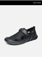 👍 🧡 🤞   Sandalias de hombre de cuero con bolsa de malla, puntera hueca, verano 2025, nuevas, transpirables, para exteriores, informales, zapatos de playa, con agujeros, estilo papá. - details 11