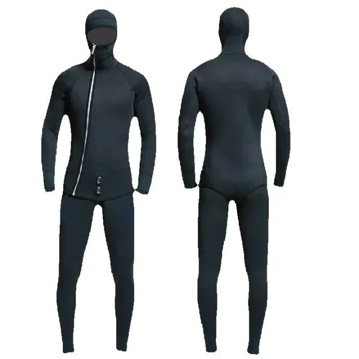 Traje de neopreno para hombre, 2 piezas, buceo, pesca submarina, trajes de neopreno de 7mm, sudadera con capucha, traje de neopreno para hombre - 1
