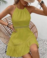 Vestido Mini de Corte A con Espalda Colgante Color Blanco Elegante Moda Corta para Mujeres - details 5
