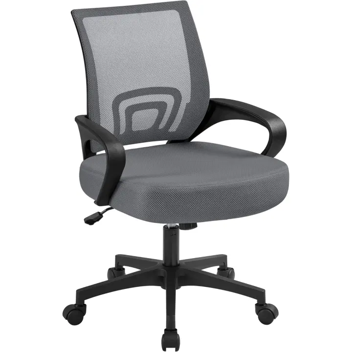 Escritorio Oficina Malla Ergonomica con Soporte Lumbar Altura Ajustable Respaldo Transpirable Giratoria Función Inclinación Oficina Capacidad Max136 KG Negra - 1