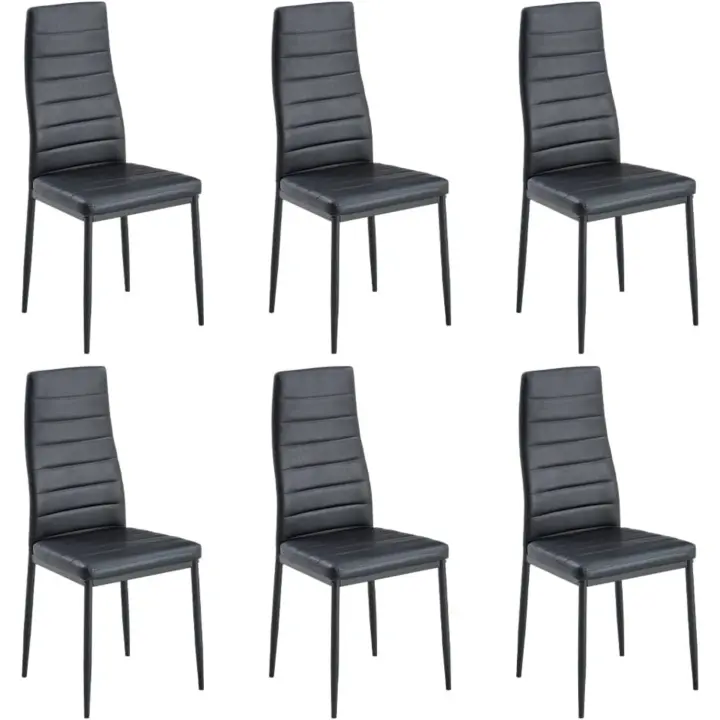 Pack de 6 Sillas de Comedor, Sillas de Comedor Modernas, Asiento Grueso Acolchado, Respaldo Juego Sillas de Cocina (Negro) - 1