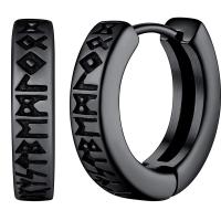 Pendientes de aro de runa vikinga de acero inoxidable Unisex, joyería religiosa, 12 Mm - details 0