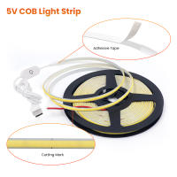 Tira de luz LED COB 5V XUNATA con cable USB 5mm 320Led/m regulable flexible para iluminación lineal en blanco natural rojo verde azul - details 3
