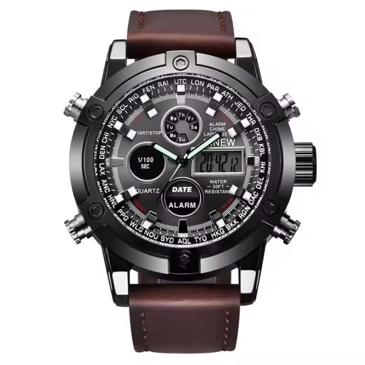 Reloj de Negocios de Lujo XINEW Corredera Automática de Cuero Función Multiuso - 1
