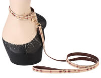 Conjunto de Collar y cuerda de tracción de piel sintética para mascotas pequeñas, peluche de moda - details 5