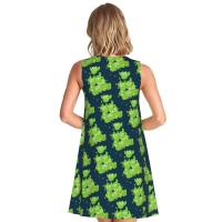 Vestido Duo de búho sin mangas informal para mujer, divertido pájaro verde, viajes personalizados, D-Duogos - details 1