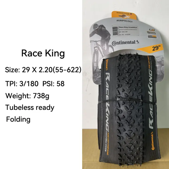 Neumático de bicicleta Continental Race King MTB sin cámara listo 26/27,5/29 pulgadas XC neumáticos plegables para bicicleta de montaña - 1