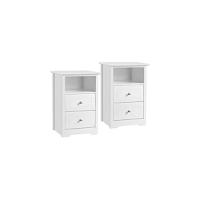 2X Mesitas de Noche de Dormitorio Mesillas de Noche con 2 Cajones y Estante Mesa Lateral de Sofá de Moderna Mueble de Noche Blanca 40 x 30 x 60 cm - details 13