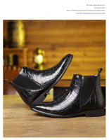 Patrón de cocodrilo británico las botas de los hombres cubren los pies retro cabeza puntiaguda - details 4