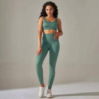 Conjunto de yoga acanalado sin costuras para mujer, ropa de gimnasio, sujetador con elevación, leggings, top de entrenamiento, chándal deportivo, 2 piezas - details 14