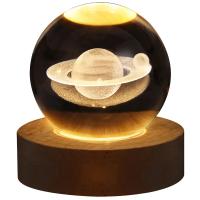 Luz nocturna LED USB, lámpara Galaxy Crystal Ball, lámpara 3D planeta luna, decoración del hogar - details 5