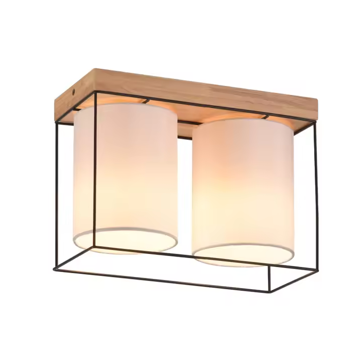 CBJKTX Lámpara de techo dormitorio vintage lámpara de techo 2 bombillas E14 madera con retro industrial - 1