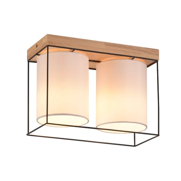 CBJKTX Lámpara de techo dormitorio vintage lámpara de techo 2 bombillas E14 madera con retro industrial - 1