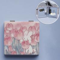 Espejo de maquillaje plegable de doble cara portátil, espejo de aumento cuadrado de tulipán, espejo de tocador compacto de bolsillo, espejos para estudiantes - details 3