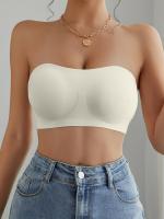Sujetador blanco sin costuras para mujer, cierre lateral sexy, espalda cruzada forrada, sujetador suave, cómodas almohadillas de sujetador, tirantes ajustables, ropa interior elástica tipo tubo - details 3