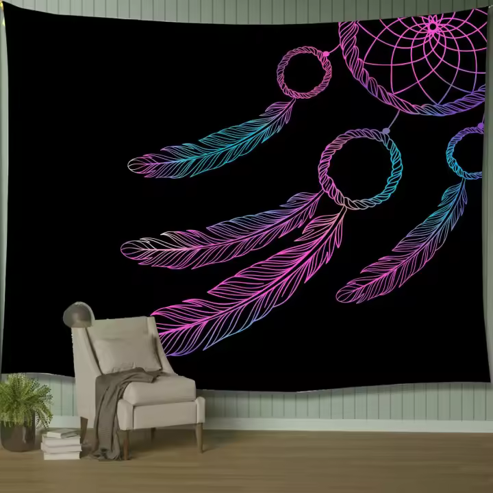Atrapasueños De Luna psicodélica, tapiz de plumas, Hippie, Mandala bohemio grande, tela de pared, alfombra, decoración de techo para habitación - 1