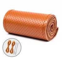 Cubierta trenzada para volante de coche, volante de coche de cuero de fibra Universal con agujas e hilo, accesorios interiores de coche - details 12