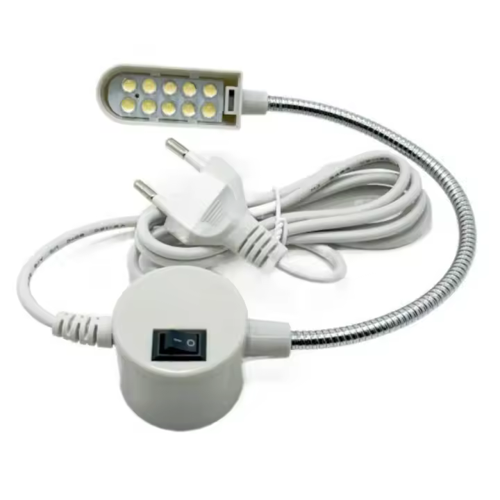 Luz de máquina de coser Flexible, Base magnética ajustable, Lámpara de trabajo de cuello de ganso, luces industriales de plástico súper brillantes, torno - 1