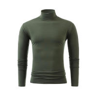 Camiseta de manga larga con cuello medio alto para hombre, Jersey informal de Color sólido, ropa interior - details 17