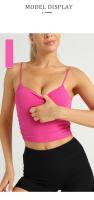 Tops con tirantes de Color sólido para mujer, ropa de Yoga deportiva, con pliegues, transpirable, para gimnasio, entrenamiento, correr - details 5