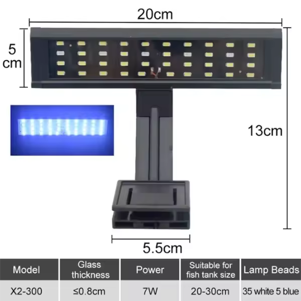 Luz LED para plantas de pecera, lámpara de Clip para cultivo, Coral acuático, iluminación de pecera, interruptor de 3 colores, 220V, 10-55cm - 1
