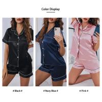 Conjunto de pijamas de satén para mujer, Tops y pantalones cortos con botones, traje de pijama de 2 piezas, ropa de dormir para mujer, ropa de descanso para verano - details 2
