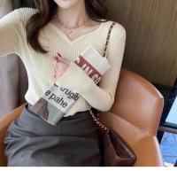 Suéter de Manga Larga de Punto Cálido para Mujeres Jersey Casual con Cuello en V - details 7