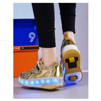 Zapatos de patín de 2 ruedas para mujer, zapatos de tendencia para niña con LED retráctil, zapatillas informales de doble propósito con ruedas - details 24