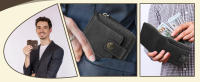Cartera para Hombre con Tornillo y Hebilla Monedero de Múltiples Compartimentos con Ventanas de Identificación para Tarjetas, Efectivo y Monedas - details 4