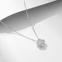 Collar Colgante De Cuatro Hojas De Cloaca En Plata De Ley 925 Con Plateado 14K Y CZ Para Mujer Joyería De Moda Clavícula - details 6