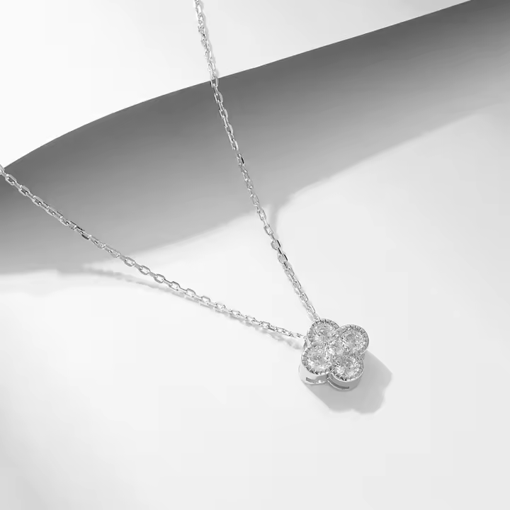 Collar Colgante De Cuatro Hojas De En Plata De Ley 925 Con Platado 14K Para Mujer Joyería De Moda - 1