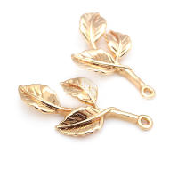 Colgantes de hojas de árbol de latón de Color dorado de 18K, accesorios para collar y pendientes, joyería Diy de alta calidad - details 9