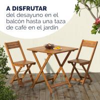 Conjunto Muebles de Balcón 3 Mesa 2 Sillas Plegables Juego Completo Jardín Terraza Madera Acacia - details 8