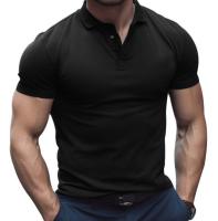 Polo de manga corta para hombre, camiseta informal con cuello Henley, talla grande, primavera, verano, Azul, Negro, RED2xl - details 2