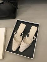 Hada francesa viento punta cabeza bolsa cabeza media zapatillas mujer usando nuevo tacón delgado arrugado zapatillas geniales - details 33