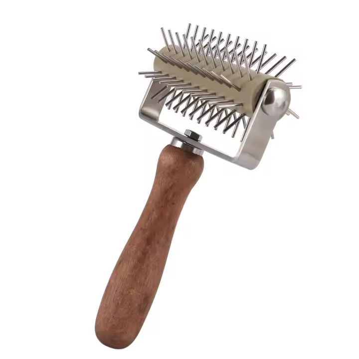 Rueda de acero inoxidable para Pizza, perforadora de agujas para pan, rodillo para masa de pastelería, picadora, mango de madera duradero - 1