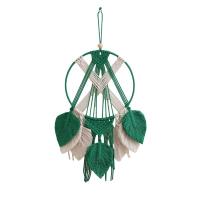 Atrapasueños Bohemio Tejido a Mano Cuerda de Algodón Verde con Flecos Hojas - details 5
