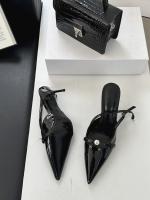 Sandalias de Cabeza de Bolso Fino Punta de Zapato Vacío de Perlas de Charol Plateado de Tacón Alto - details 33