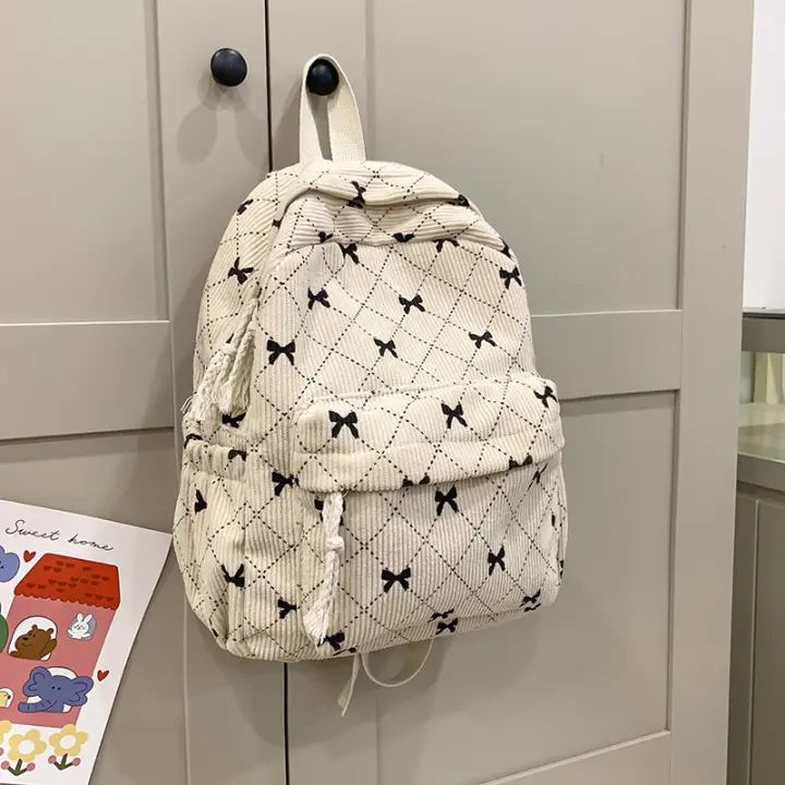 Mochila escolar de gran capacidad para estudiantes, morral pequeño de pana para mujer, tendencia de alta gama 2025 - 1