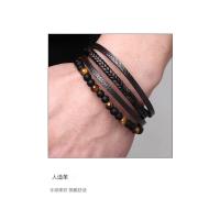 Pulsera de hombre ins pulsera de hebilla magnética de ojo de tigre tejida con viento, pulsera retro de cuero PU de piedra natural. - details 7