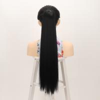Extensiones de cola de caballo sintéticas esponjosas, suaves con banda elástica, postizo largo Yaki liso, bricolaje, colas de caballo postizas de 24 pulgadas, uso diario - details 2