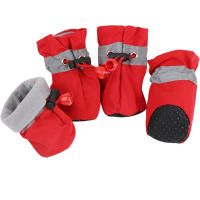 Zapatos cálidos de invierno para perro, botas antideslizantes impermeables para caminar al aire libre, accesorios para mascotas, pata protectora para cachorros y gatitos, 4 unids/set - details 7