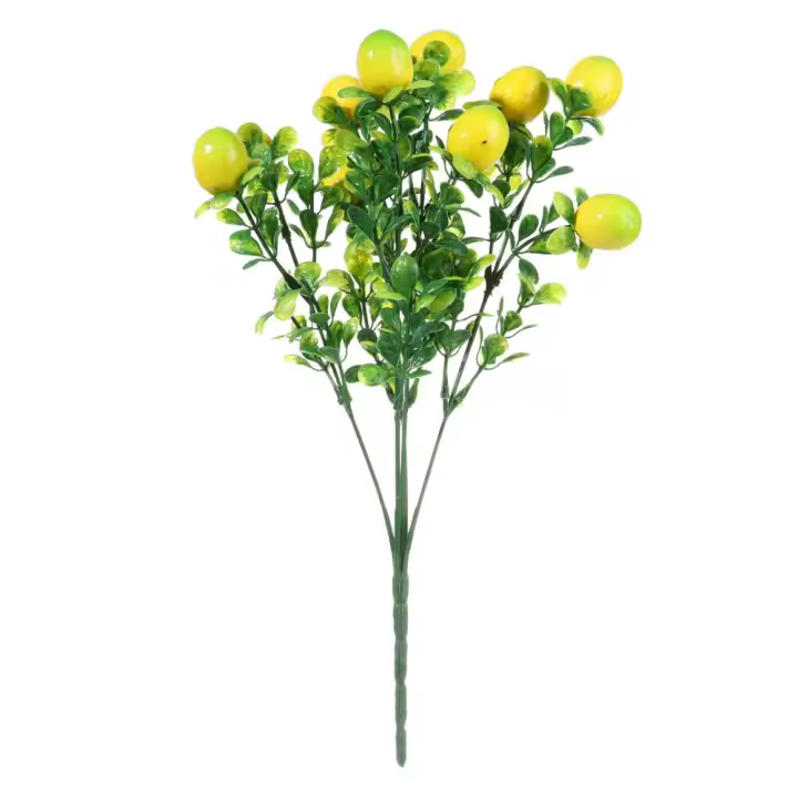 Árbol de limón de Granja de vacaciones para el hogar, bonsái con hojas verdes, fruta, rama de limón Artificial - 1