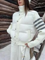 Chaqueta de Pato de Down Blanco de Punto de Diseño Nuevo Abrigo Corto Engrosado para Mujer en Invierno Moda de Viento y Lluvia - details 3