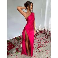 Vestido Largo de Satén con Hombro para Mujer Vestido Sexy de Verano sin Mangas con Espalda Descubierta y Apertura Alta Vestidos de Fiesta Nocturna Elegantes Vestido de Cóctel - details 4