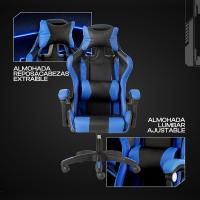Silla de Gaming Azul y Negra, Silla Ergonómica de Oficina con Respaldo Regulable de 90 °   un 120 ° , con reposacabezas, reposabrazos y soporte lumbar. Rotación omnidireccional de 360° ° - details 3